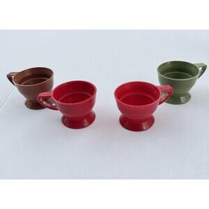 Vintage Solo Cozy Cup Plastic Holders Mixed Colors Brown Green Red Set of 4